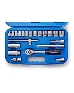 Herramientas Manuales Juego de Bocallaves con Accesorios [ 3/8']( 21Pzs) BREMEN® - Hexagonal -