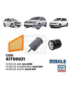 KIT DE FILTROS VOLKSWAGEN VW FOX SURAN GOL TREND MOTOR 1.6 8V CFZ ( KL583 - LX998 - OC250 ) Sin filtro de habitaculo