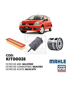 KIT DE FILTROS RENAULT CLIO KANGOO 1.2 DF4 ( KL583 - LX1563 - OC475 ) Sin filtro de habitaculo
