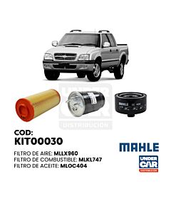 KIT DE FILTROS CHEVROLET S10 1997/2012 2.8 ( LX960 - OC404 - KL747 )Sin filtro de habitaculo
