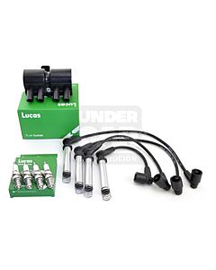 KIT BOBINA CABLES BUJIAS (LEIG005/LEIHTG73SC/LSP6PR01) CHEVROLET CORSA MOTOR 1.4 & 1.6 (BOBINA 4 PINES)