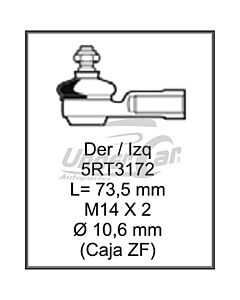 Corsa 95/…Extremo caja ZF L= 73,5 mm  M14 X 2